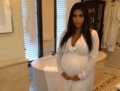 Kim Kardashian Wears Loose-Fitting White Lanvin Gown Baby Shower