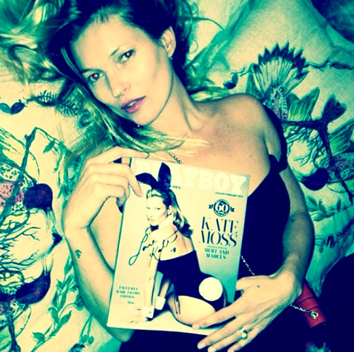 Kate Moss Poses With Her 2013 Playboy Issue