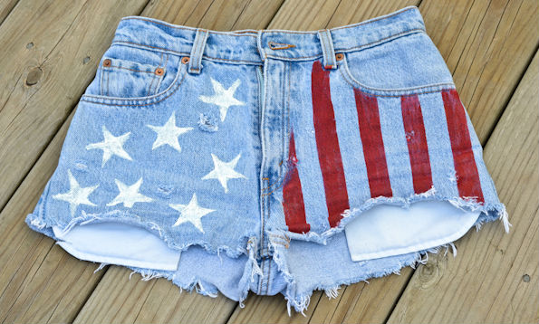 american flag DIY denim shorts