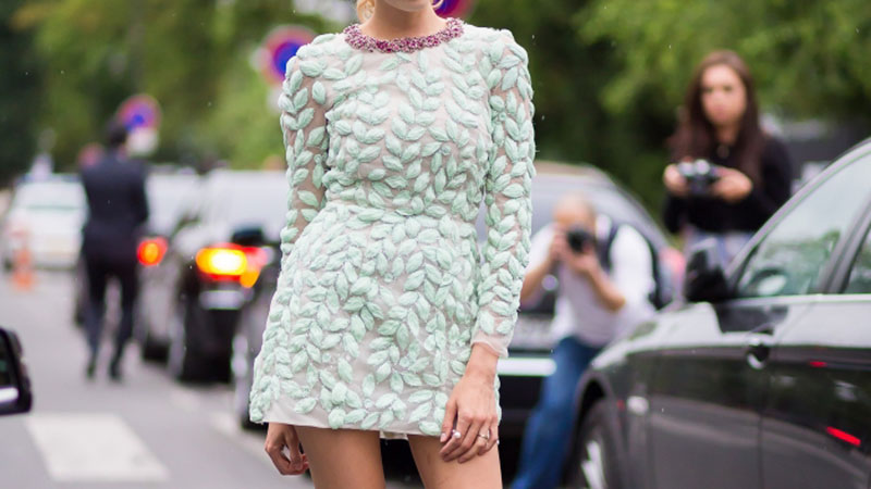 Elena Perminova In Long Sleeve Dress