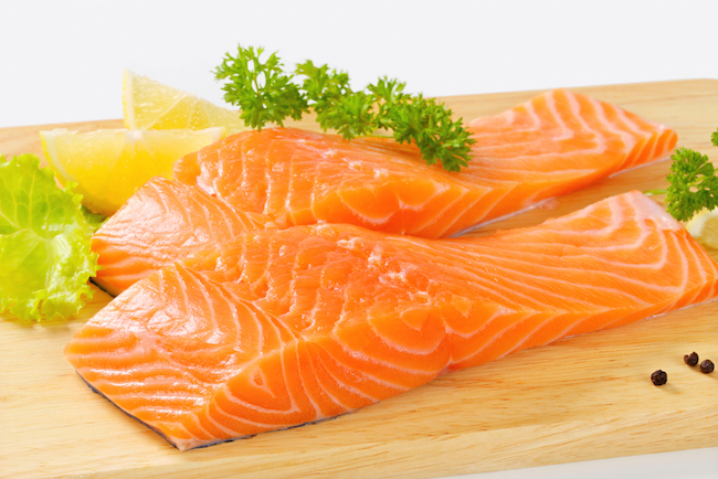 Raw salmon fillets