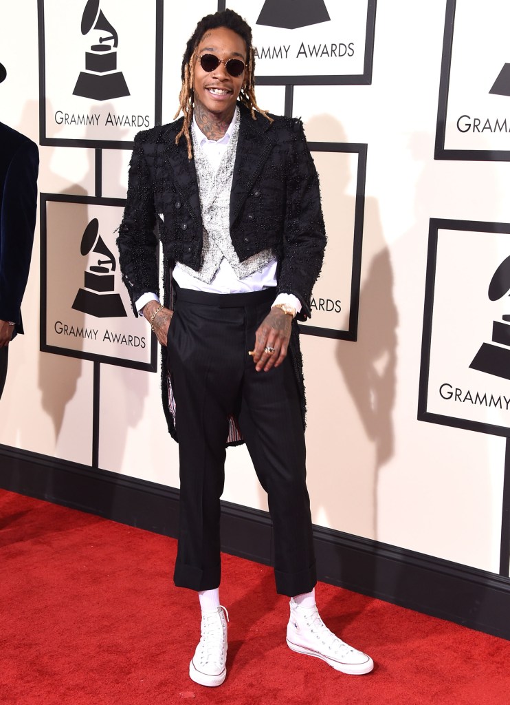 LOS ANGELES, CA - FEBRUARY 15: Wiz Khalifa arrives at the The 58th GRAMMY Awards at Staples Center on February 15, 2016 in Los Angeles City. (Photo by Steve Granitz/WireImage)