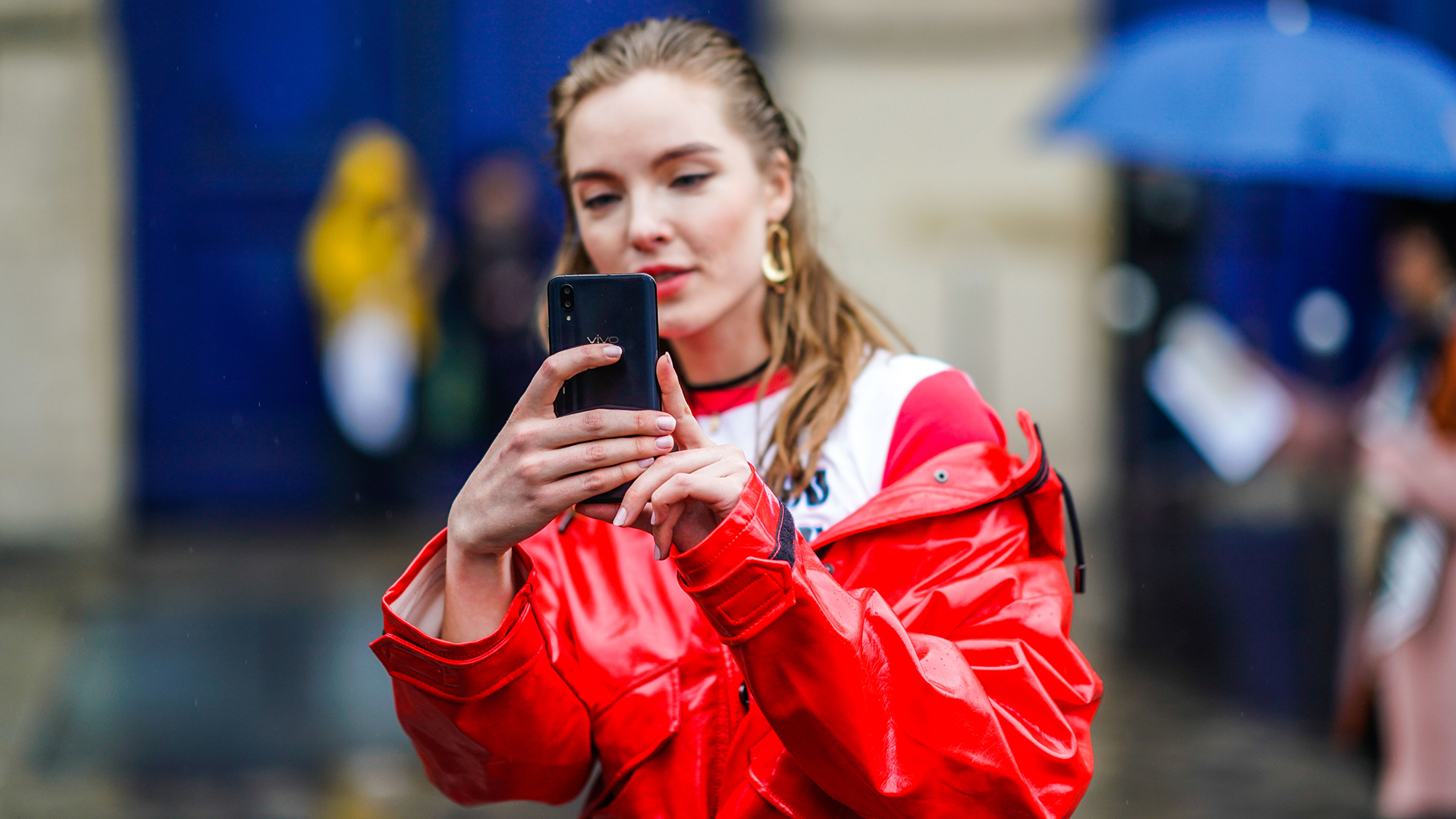 Woman in Red Coat