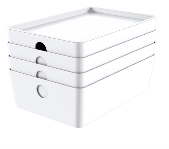 Mainstays Small Lidded Storage White Set of 4