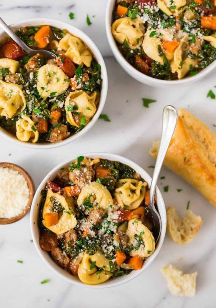 STYLECASTER | 17 Healthy-ish Dinner Recipes for People Who Love Cheese | Crockpot Tortellini Soup