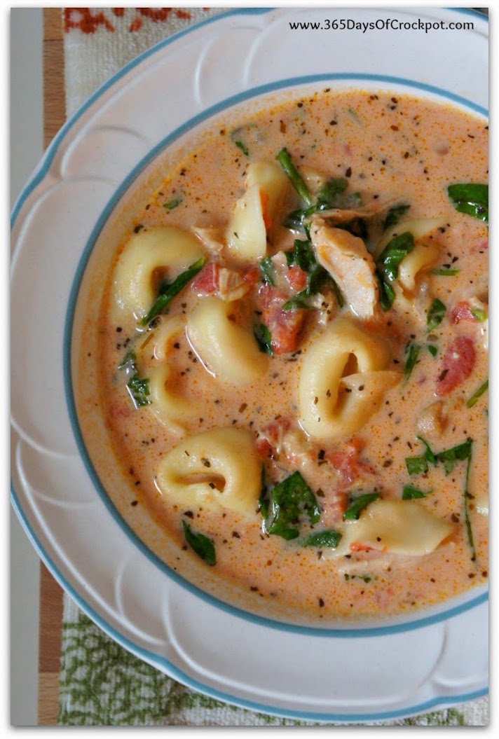 STYLECASTER | 17 Slow-Cooker Soups with Tons of Fresh Greens | Tortellini Spinach Soup