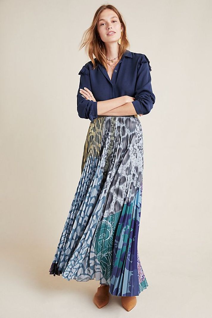 STYLECASTER | Long Pleated Skirts for Fall 2019