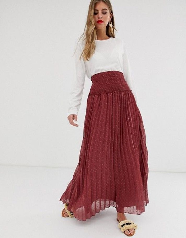 STYLECASTER | Long Pleated Skirts for Fall 2019