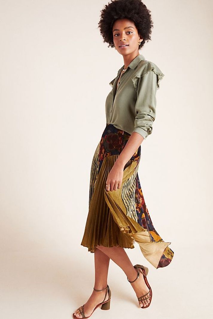 STYLECASTER | Long Pleated Skirts for Fall 2019
