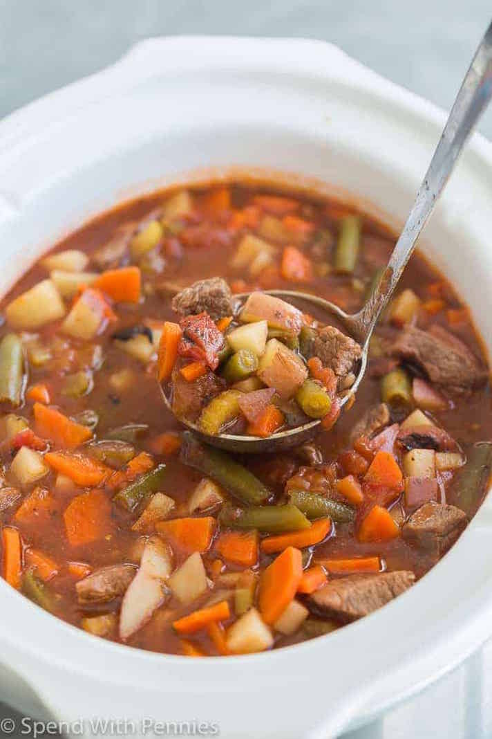 STYLECASTER | 17 Slow-Cooker Recipes That Are Perfect For Sick Days | Beef Vegetable Soup
