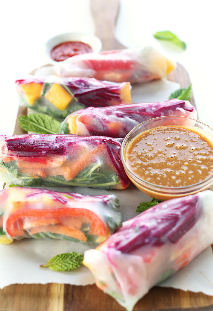 STYLECASTER | 17 No-Cook Dinners For Busy Weeknights | Rainbow Veggie Spring Rolls