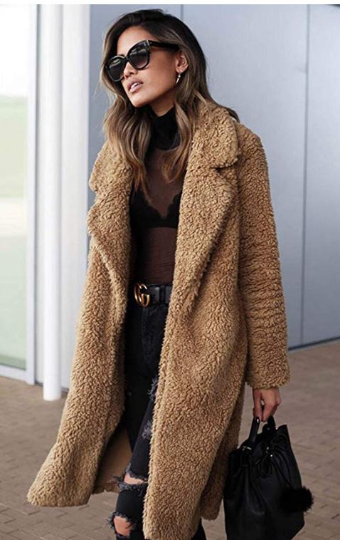 Angafashion Fuzzy Fleece Coat