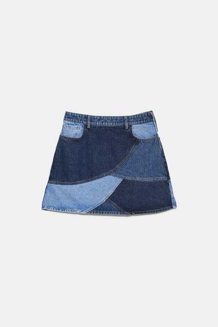 zara mini skirt denim patchwork