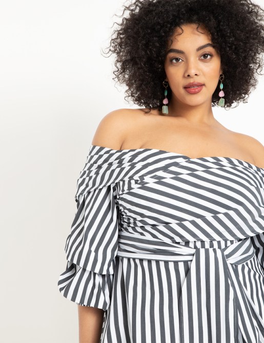 STYLECASTER | Eloquii Spring 2020 Sale | striped peplum blouse