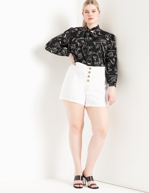 STYLECASTER | Eloquii Spring 2020 Sale | white linen shorts