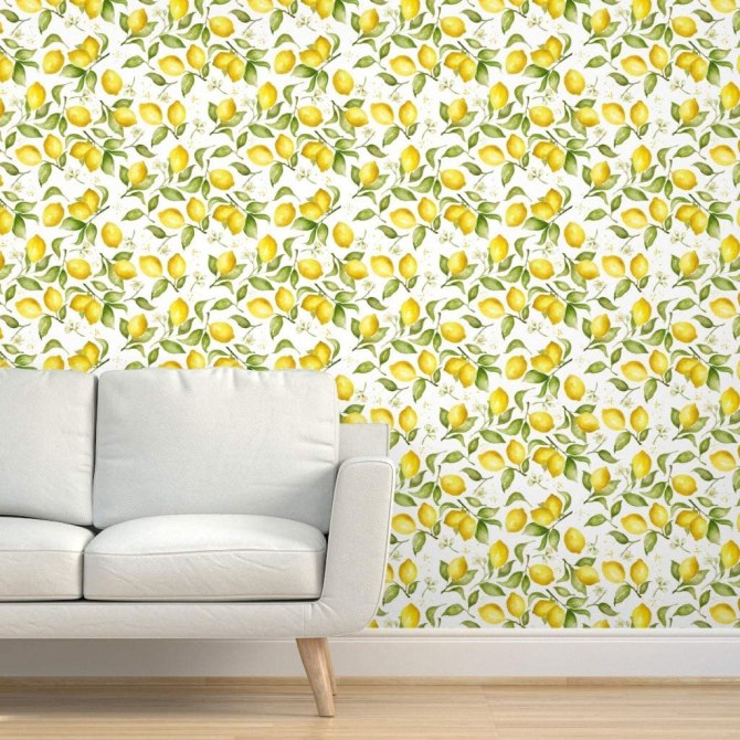 STYLECASTER | Peel and Stick Wallpapers | lemons wallpaper