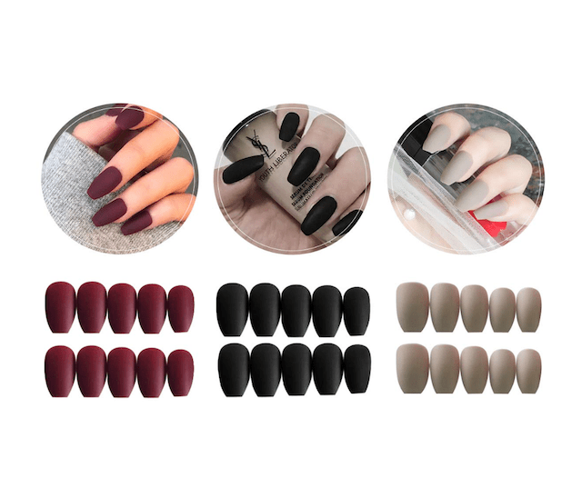 3 Boxes (72 Pcs) Matte Coffin Press on Nails