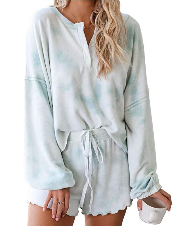 Asvivid Womens Tie Dye Printed Ruffle 