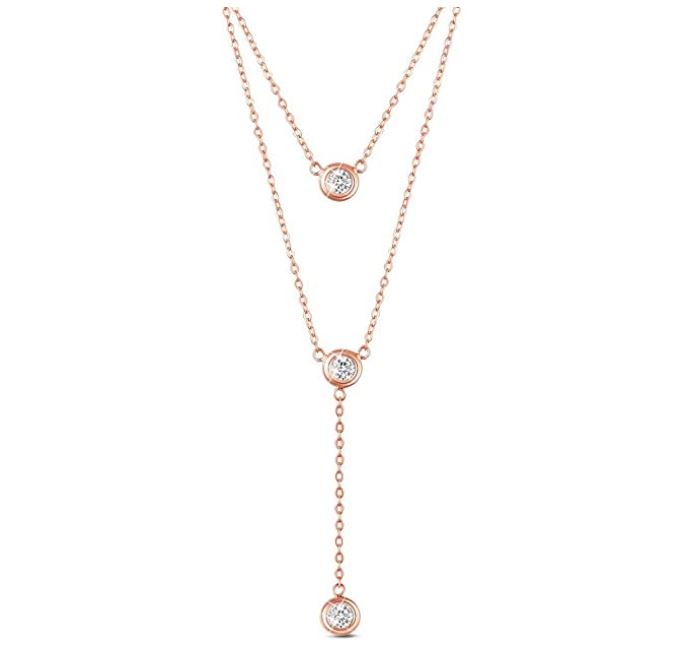 SHEGRACE 925 Sterling Silver Double Layered Necklace