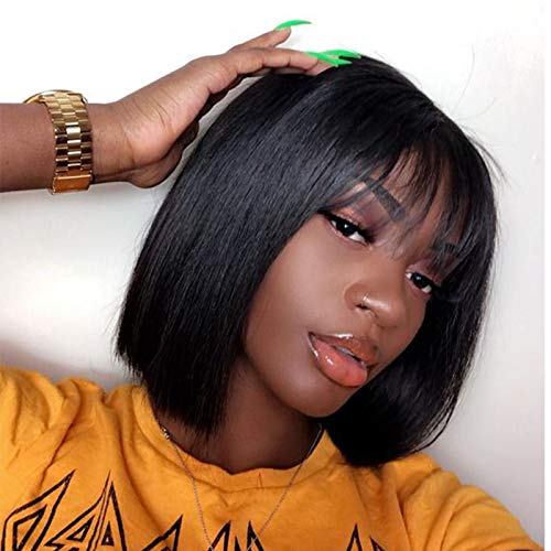 Quinlux Wigs Lace Front Air Bangs Short Bob