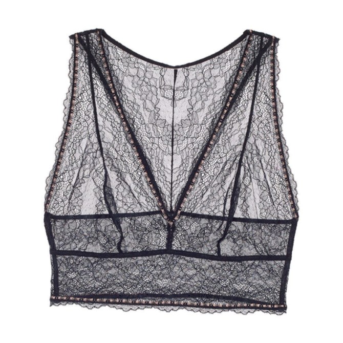 STYLECASTER | Ariana Grande Black Lingerie Top