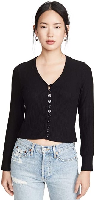 STYLECASTER | Hailey Bieber Black Cardigan