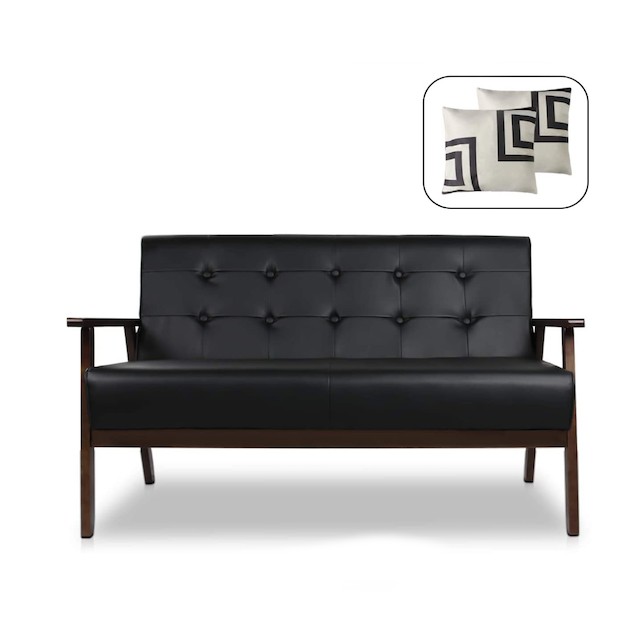 Mid-Century Modern Solid Loveseat Sofa