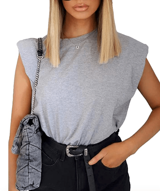 STYLECASTER | padded shoulder muscle tee trend