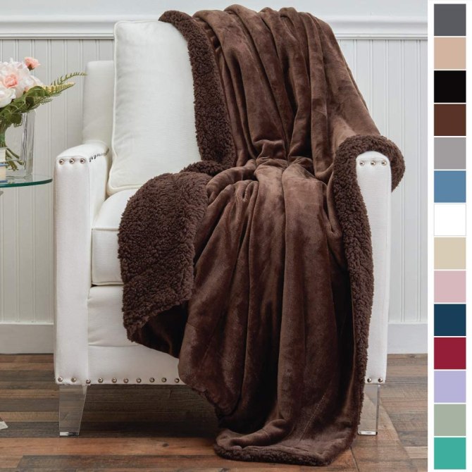 Micromink Velvet with Sherpa Reversible Throw Blanket