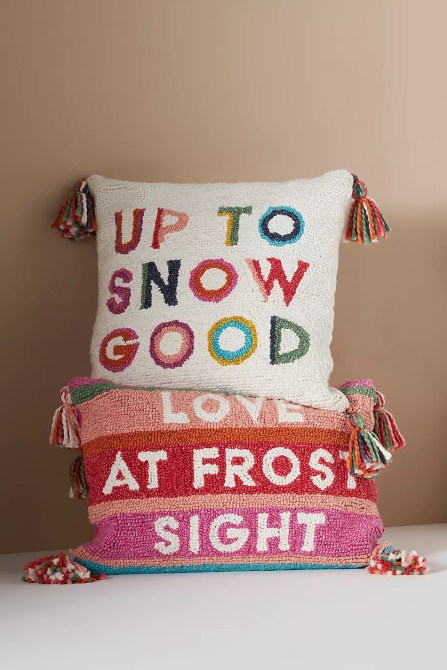 Seasons Greetings Hooked Pillow
