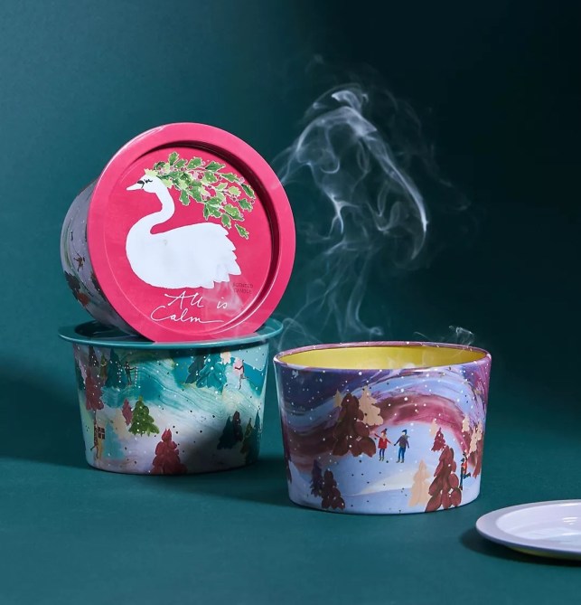 Anthropologie Holiday Tin Candle in Milk & Cookies