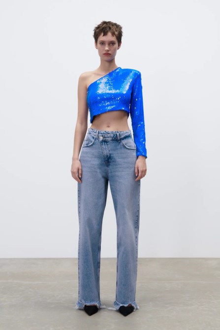 Zara Sequin Asymmetric Top