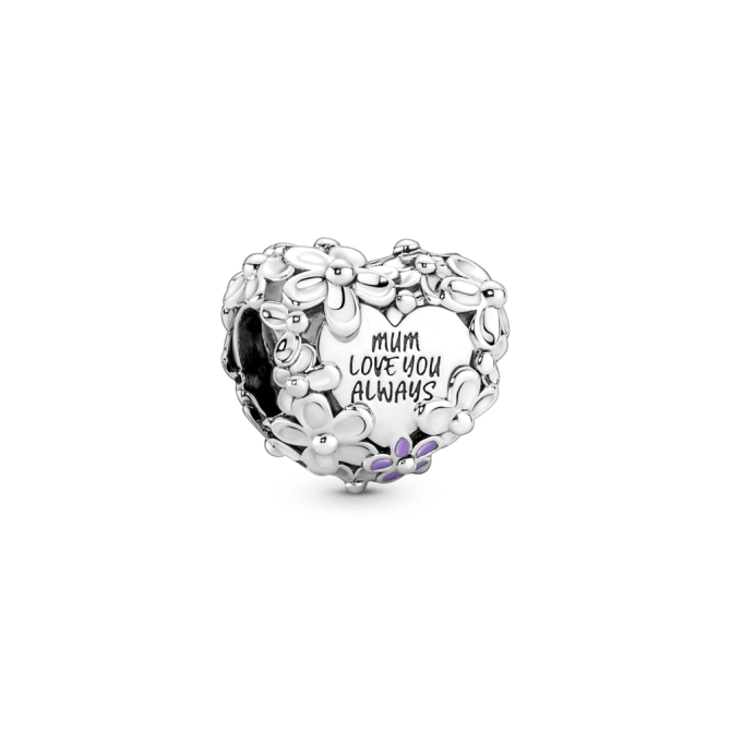 Mom Daisy Heart Charm