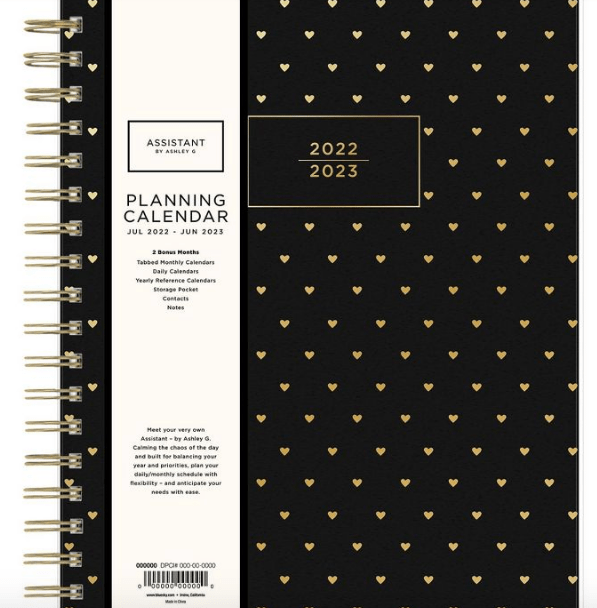 2022-23 Academic Planner Daily/Monthly Sweetheart Black