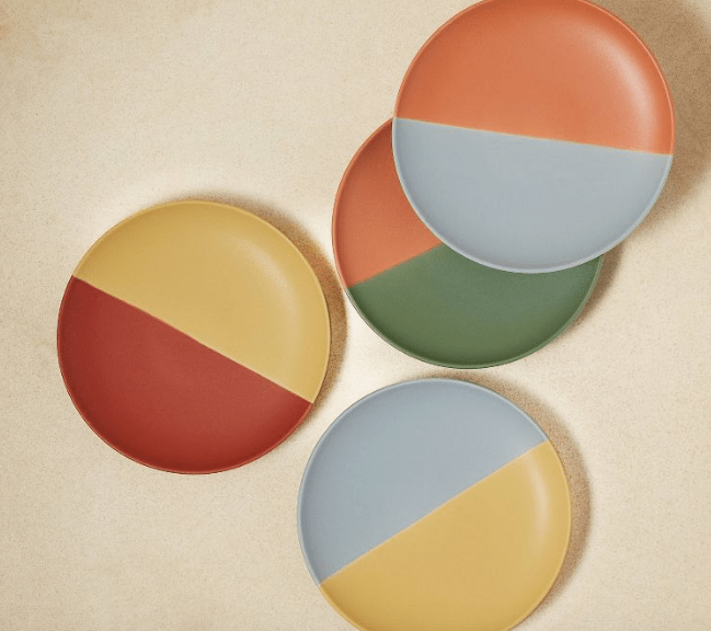 4pk Stoneware Two-Tone Appetizer Plates