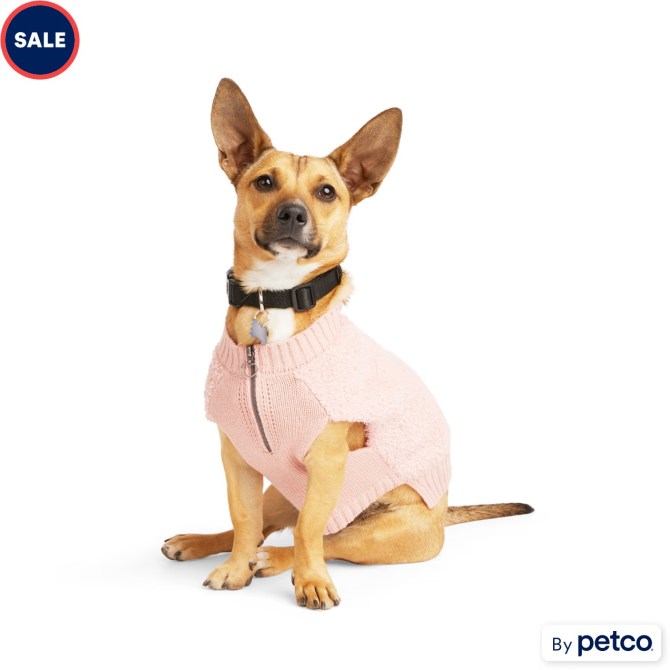 Youly Pink Fuzzy Dog Sweater Petco