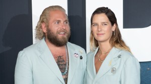 Jonah Hill and Sarah Brady at the World Premiere Of Netflix's "Don't Look Up" at Jazz at Lincoln Center on December 05, 2021 in New York City.