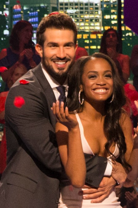 THE BACHELORETTE - Episode 1310 - Season Finale - It didnt take long for Rachel Lindsay to rebound from her surprising, gut-wrenching rejection by Nick Viall and capture the hearts of America, as well as this seasons 31 eligible bachelors. Now after surviving shocking twists and turns and a journey filled with laughter, tears, love and controversy, Rachel has narrowed down the field to Bryan, Eric and Peter. She finds herself falling in love with all three of these captivating men and terribly torn between them. She can envision a future with all of these bachelors, but time is running out. In a live, three-hour special, Chris Harrison takes Rachel and Bachelor Nation back to those final days in Rioja, Spain, to discuss the difficult choices she made along the way.  Her three suitors will join them throughout the live special, on The Bachelorette: The Three Hour Live Finale, airing MONDAY, AUGUST 7 (8:00-11:00 p.m. EDT), on The Disney General Entertainment Content via Getty Images Television Network. (Paul Hebert via Getty Images)