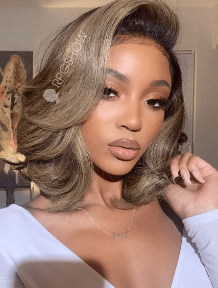 Anthony Cuts Short Side Part Wavy Bob Ash Blonde Lace Front Wig