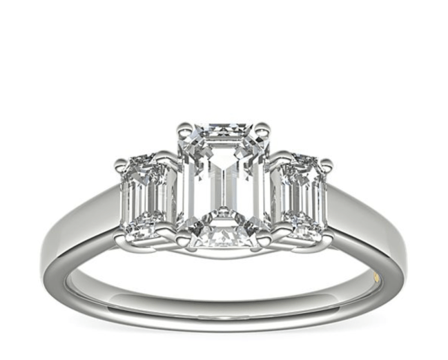 ZAC ZAC POSEN Three-Stone Emerald-Cut Diamond Ring