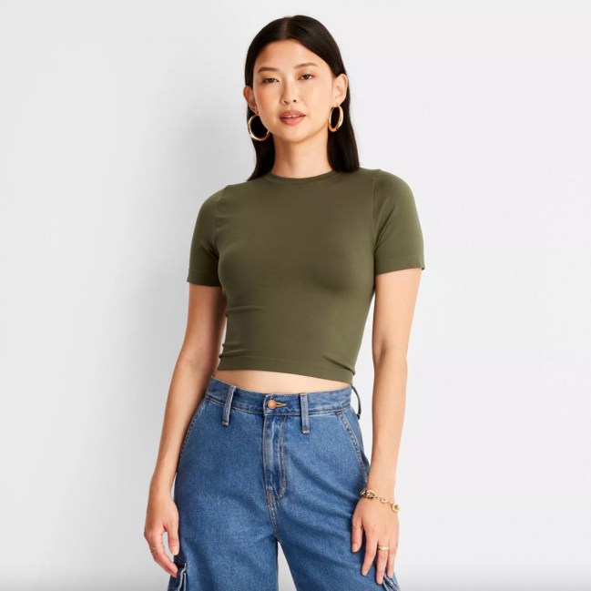 Women's Seamless Jersey Crop Top - A New Day™
