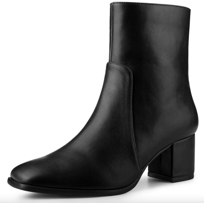 Allegra K Women's Square Toe Side Zip Block Heel Ankle Boots