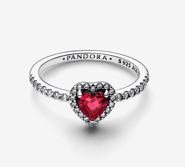 Pandora Elevated Red Heart Ring