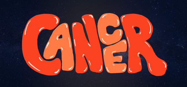 "Cancer" laid over a starry sky