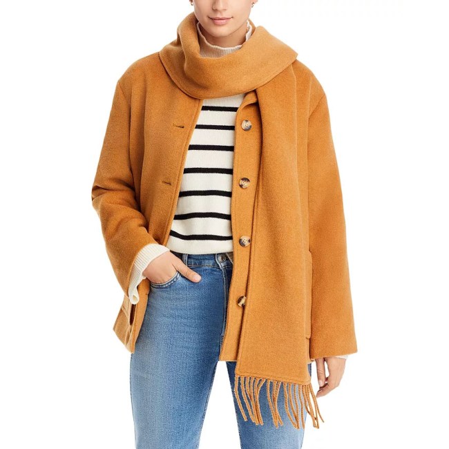 Scarf Coats 2024: AQUA Scarf Collar Coat