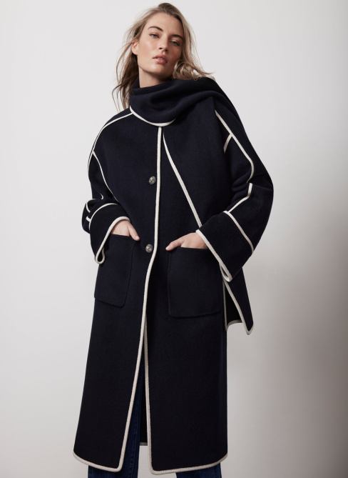 Mint Velvet Navy Longline Scarf Coat