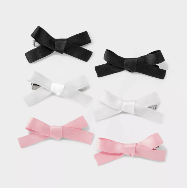 A set of six satin bow hair clips from Target