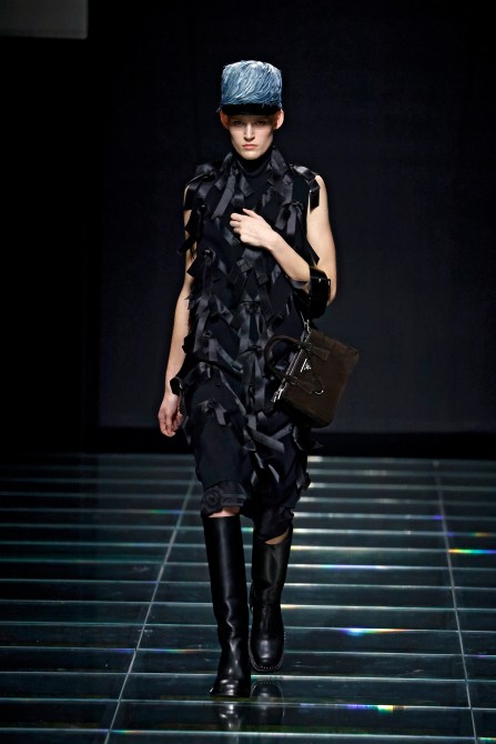 A model walks Prada Autumn/Winter 2024 at Milan Fashion Week.