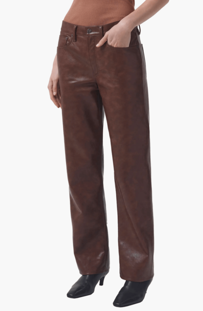 AGOLDE Sloane High Waist Straight Leg Recycled Leather Pants