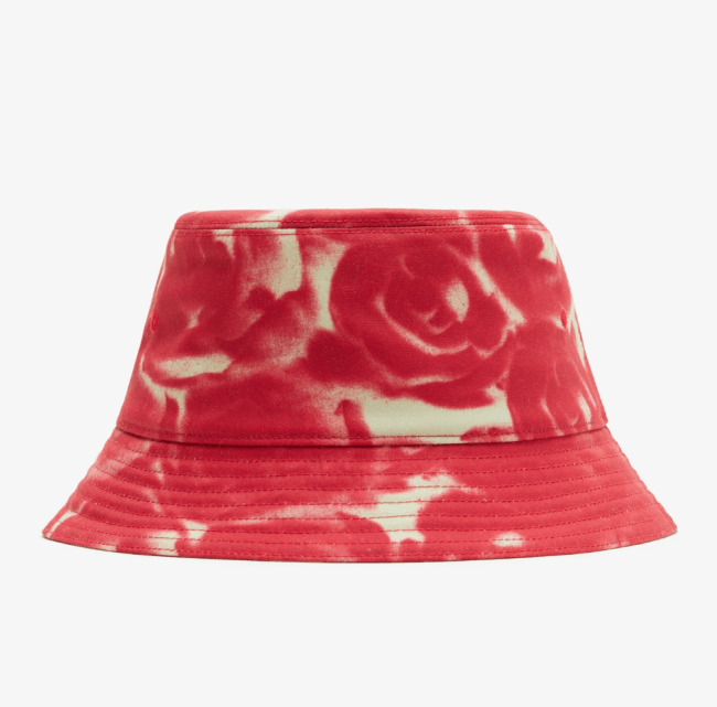A red rose print bucket hat from Burberry's Lunar New Year collection